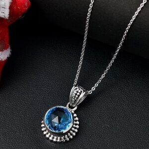 💎Electric Blue Topaz Pendant Necklace💎
